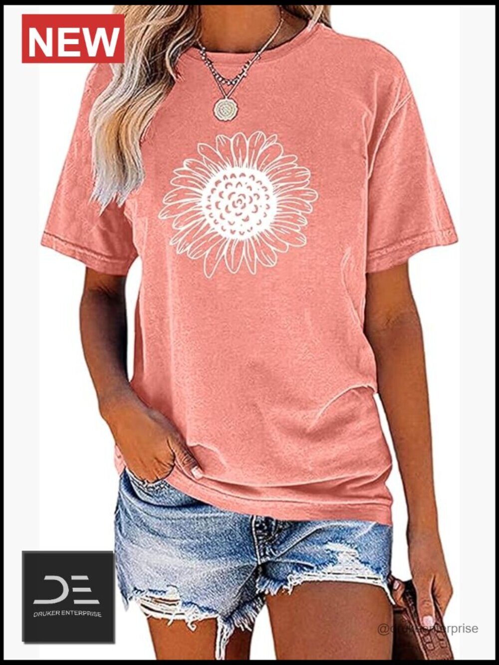 Women's Short Sleeve Sunflower Graphic Printed Tee Cotton Top Vintage T Shirt